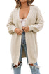 Open Front Cable Sleeve Long Cardigan